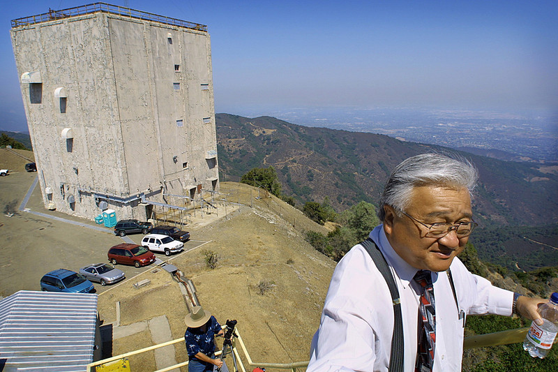 2002: Rep. Mike Honda walks up a tower atop Mt. Umunhum after a press conference about efforts to secure federal funding to clean up the former military site. (Rick E. Martin, Mercury News)